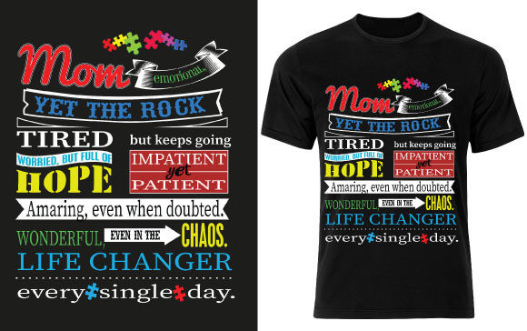 Autism Mom T-shirt Design 2: A Designer’s Review for Graphics and Print Templates