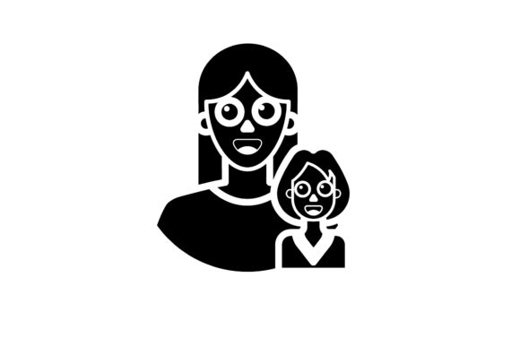 Mom Icon Daughter Black Filled Design Graphics and Icons Review