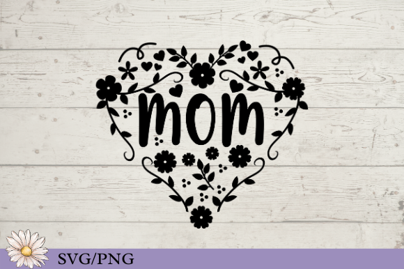 Mom in a Floral Heart Graphics and Print Templates Review